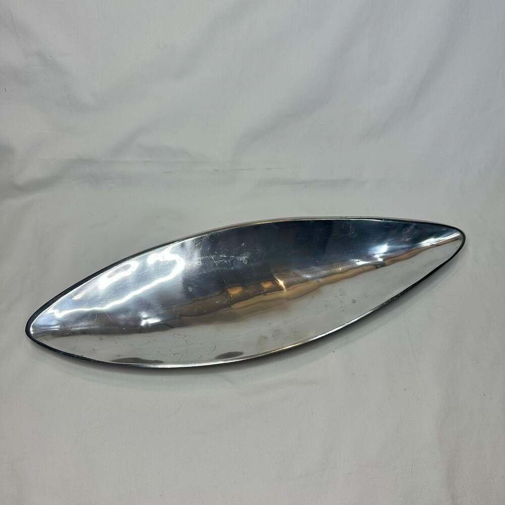 Vintage Nambé 550 Mid-Century Modern Alloy Canoe Fruit Bowl 19 Inch